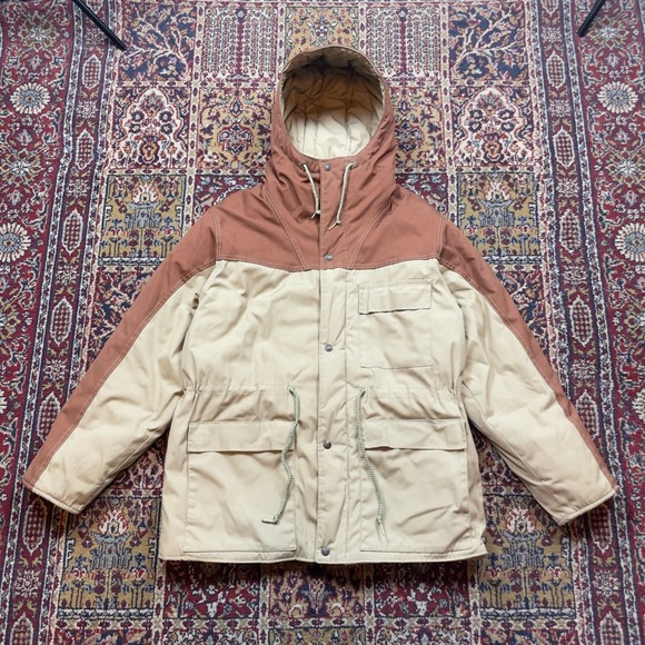 VTG 70s London Fog Outdoors Unlimited Puffer Hood Parka Jacket Rust 42 Talon USA